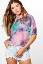 Boohoo Hope Tie Dye Oversized Mesh Tee Multi