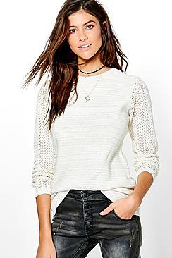 Boohoo Isabella Pointelle Sleeve Jumper