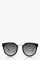 Boohoo Ruby Black Trim Metal Sunglasses