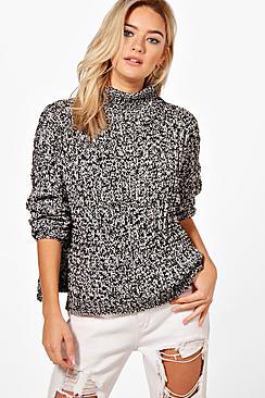 Boohoo Hannah Roll Neck Loose Fit Ribbed Jumper