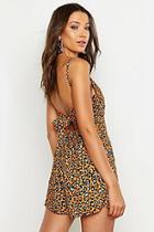 Boohoo Tall Leopard Print Wrap Cut Out Playsuit