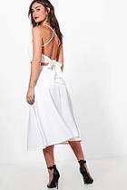 Boohoo Lydia Bow Back Crop & Midi Skirt Co-ord Set