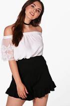 Boohoo Plus Jessica Off The Shoulder Lace Sleeve Top