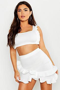 Boohoo Wrap Ruffle Mini Skirt