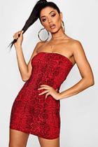 Boohoo Snake Print Bandeau Midi Dress