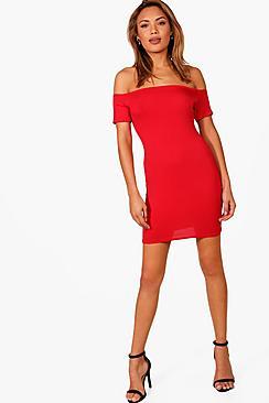 Boohoo Lindsay Off Shoulder Jersey Bodycon Dress