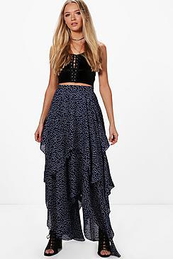 Boohoo Saffy Star Print Layered Maxi Skirt