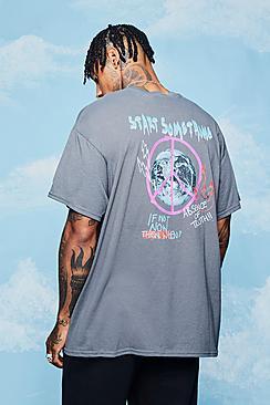 Boohoo Oversized Front And Back Graffiti T-shirt
