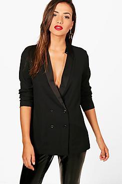 Boohoo Debbie Double Breasted Tuxedo Blazer