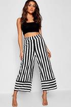 Boohoo Crepe Stripe Contrast Culotte Trouser