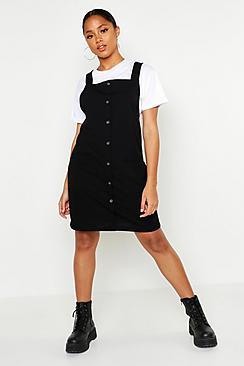 Boohoo Button Detail Woven Pinafore