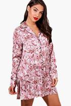 Boohoo Bella Paisley Print Satin Button Night Shirt