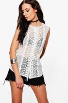 Boohoo Kaylee Tie Waist Crochet Shirt