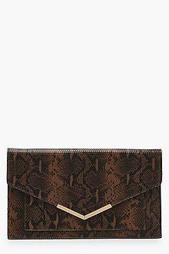 Boohoo Snake Painted Edge & Bar Clutch