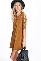 Boohoo Cristinne Criss Cross Sleeve Shift Dress