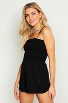 Boohoo Shirred Strappy Playsuit