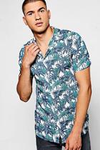 Boohoo Palm Print Short Sleeve Shirt