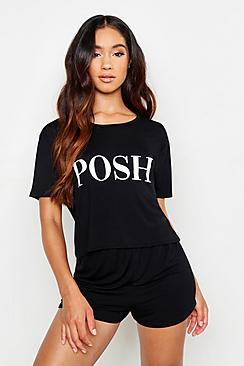 Boohoo 'posh' Slogan Short Set