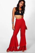 Boohoo Alyssa Tiered Frill Beach Pants