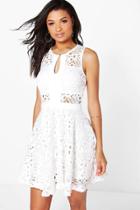 Boohoo Boutique Jasmine Crochet Dress Ecru