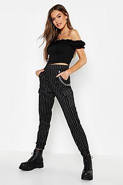 Boohoo Pinstripe Chain Cargo Pants