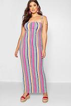 Boohoo Plus Bold Stripe Tie Shoulder Jersey Maxi Dress