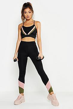Boohoo Fit Contrast Stripe Gym Leggings