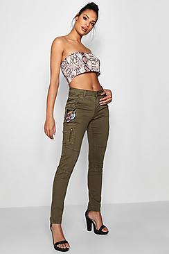 Boohoo Tiger Embroidered Badge Skinny Jean