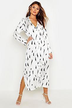 Boohoo Abstract Spot Midi Shirt Dress