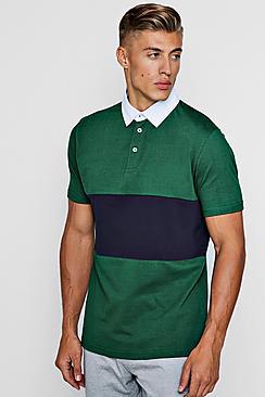 Boohoo Short Sleeved Rugby Polo With Chest Panel