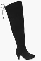 Boohoo Scarlett Over Knee Low Heel Boots Black