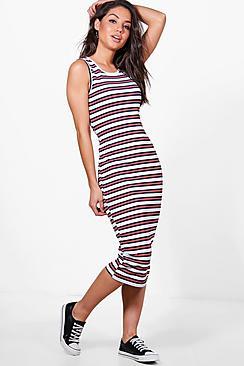 Boohoo Lucy Stripe Sleeveless Bodycon Midi Dress