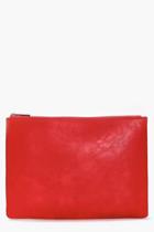 Boohoo Neve Zip Top Clutch Bag Red