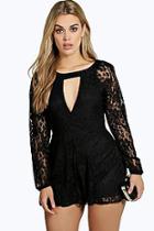 Boohoo Plus Amber Lace Wrap Front Playsuit