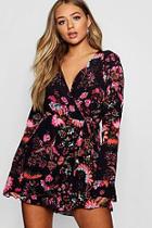 Boohoo Floral Ruffle Detail Playsuit