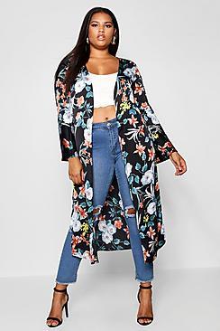 Boohoo Plus Maxi Floral Premium Duster