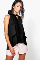 Boohoo Abigail Double Layer High Neck Top Black