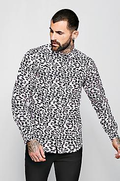 Boohoo Pink Animal Print Long Sleeve Shirt