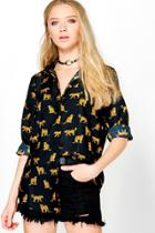 Boohoo Kara Leopard Print Shirt Black