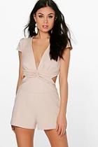 Boohoo Petite Cerys Twist Front Cut Out Back Playsuit
