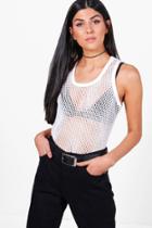 Boohoo Eva Fishnet Tank Top White