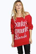 Boohoo Lexi Santa's Favourite Blonde Christmas Jumper