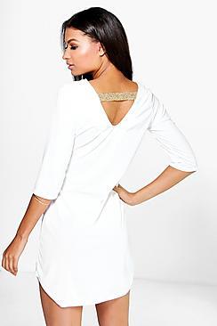 Boohoo Sophina Metallic Strap Back Dress