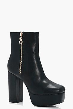Boohoo Poppy Extreme Platform Zip Detail Ankle Boot