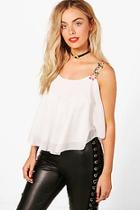 Boohoo Sara Flower Trim Woven Cami