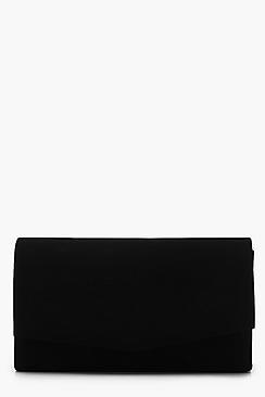 Boohoo Structured Suedette Clutch Bag & Chain