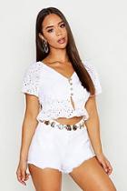 Boohoo Broderie Anglaise Button Front Crop