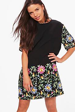 Boohoo Abbie Embroidered Mesh Shift Dress