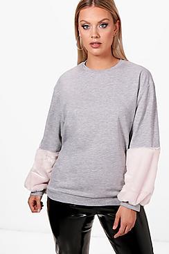 Boohoo Plus Abbie Fur Detail Sweat Jumper