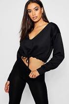 Boohoo Drawstring V Neck Sweat